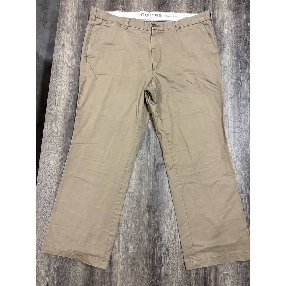 Dockers Men's D3 Classic Fit Pants Khaki 100% Cotton Casual Baggy Chino Sz 42x30